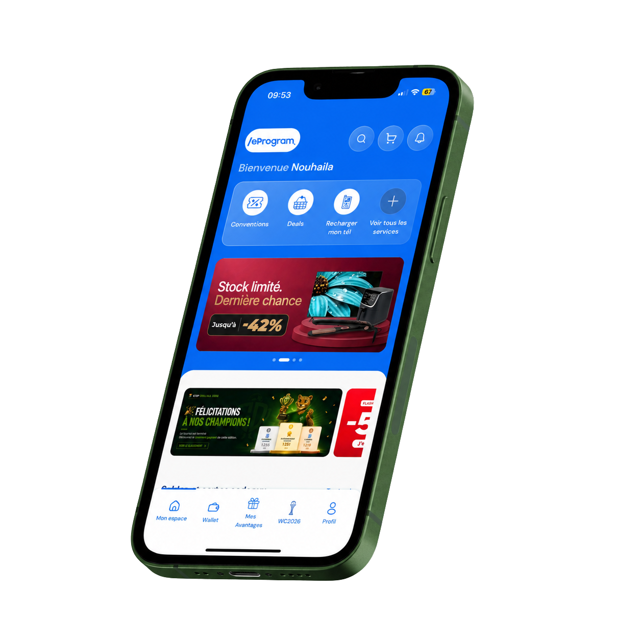 Application eProgram affichee sur smartphone
